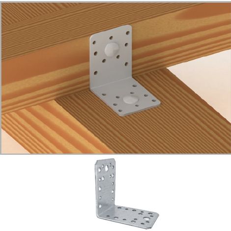 PIASTRA STAFFA SCARPA AD ANGOLO PER ANCORAGGIO LEGNO 70x70x55mm ZINCATA
