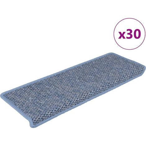 Tappeti Autoadesivi per Scale Aspetto Sisal 30pz 65x21x4 cm Blu vidaXL