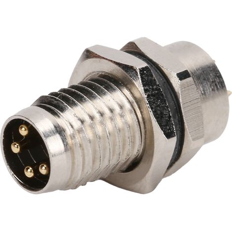 Connecteur M8 F-P4 à visser, prise femelle étanche IP67, connecteur métallique industriel, montage arrière, 4 broches, pour capteurs et automatismes. (1/5)