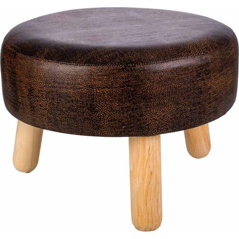 Taburete de madera y polipiel marrón 40x40x13/29 (1/5)
