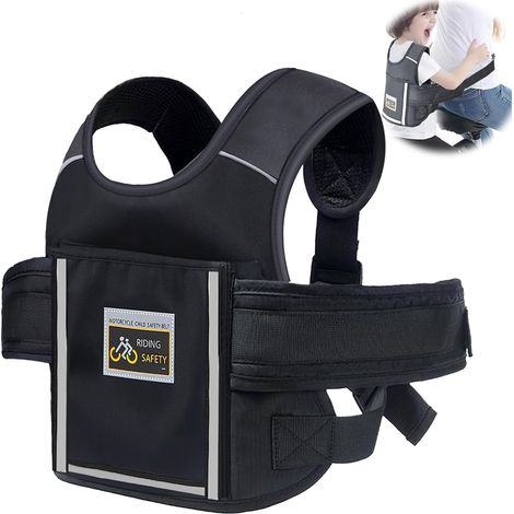Harnais Sécurité Moto Enfant - 1 Pièce - Nylon Résistant - Réglable Et Réfléchissant - Avant Et Arrière - 73 À 169 Cm (1/5)