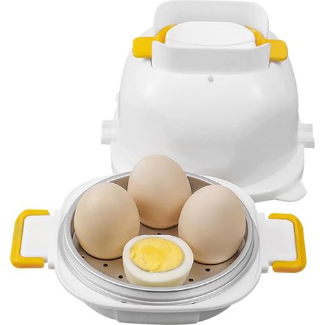 Chaudière à œufs - 13x11,5 cm Pocheuse à œufs rapide Chaudière à micro-ondes Machine à petit-déjeuner à quatre portions Outil de préparation de coupe intégré Accessoire de cuisine compact po (1/4)