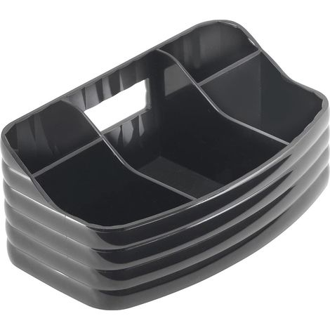 GEDY Glady, Porta trucchi Nero, Dimensioni 7,5 x 18,5 x 10,5 cm e peso 0,244 kg, Organizzatore trucchi in resina, Porta pennelli trucco con design R&S Gedy, 2 anni di garanzia