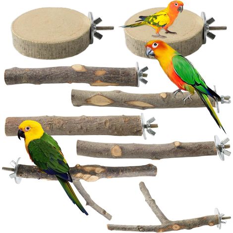 8 Pieces Natural Bird Perches Wooden Parrot Perch  Natural Wood Perches Bird Accessories Bird Cage Wooden Branch Perches (1/5)