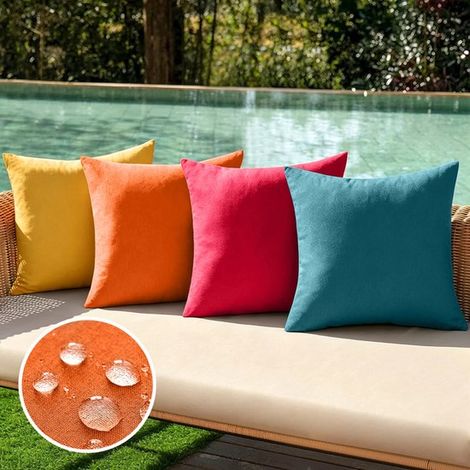 Set di 4 fodere impermeabili per cuscini da esterno，realizzate in finta poliestere e lino，federe decorative per giardino，blu royal，3050 cm (1/5)