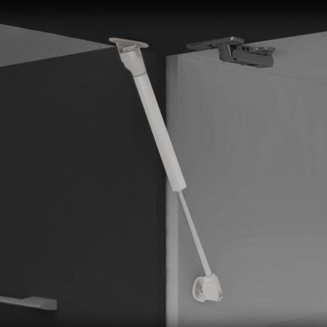 Emuca Lote de 10 pistones para puertas elevables H, 11kg, recorrido 100mm, con enganches, Acero y Plástico, Gris metalizado (1/3)