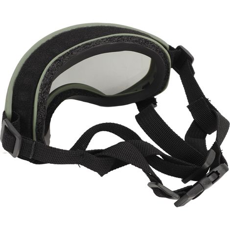 Sonnenbrille für große Hunde, UV-Schutz, winddicht, ideal zum Skifahren, Reisen und für Outdoor-Aktivitäten. Olivgrünes Gestell, graue Gläser. (1/5)