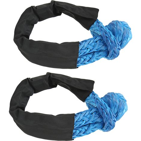 Lot de 2 manilles souples de 13 mm, force de rupture de 44 092 lb, haute résistance à la déchirure, sangles de remorquage souples et portables pour camions, SUV et véhicules tout-terrain, bleu. (1/5)