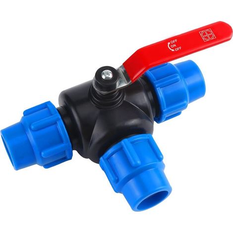 3-Wege-PP-Fitting – 25-mm-3-Wege-Kugelhahn-Schnellkupplungs-PVC-PE-Rohrschalter-T-Stück (1/5)