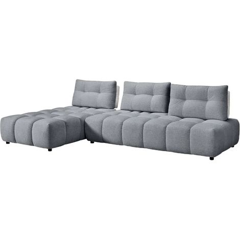 Canapé d'angle réversible tissu gris/blanc dossiers réglables – PAROV (1/5)