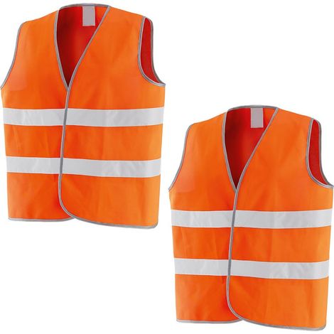 2 Gilet Catarifrangenti di Sicurezza sul lavoro Arancione - Gilet da lavoro ad alta visibilità con Bande riflettenti a 360° (1/5)