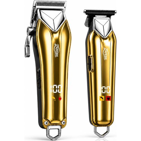 Tondeuse à cheveux et tondeuse sans fil avec lame en T pour homme et femme, chargement USB, doré (1/5)
