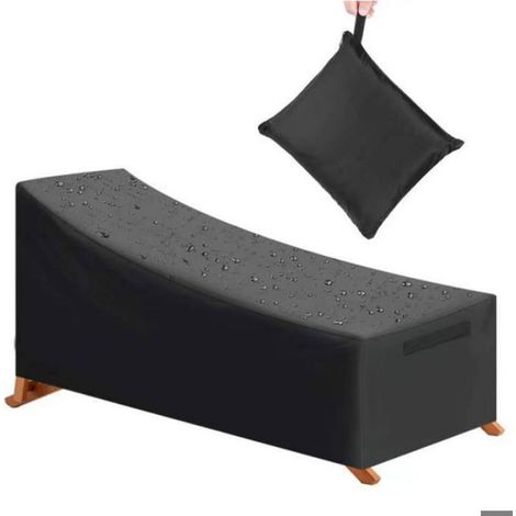 Housse De Protection Chaise Longue - Tissu Oxford 210D - Résistante UV Et Intempéries - 210x75x40/80 cm - Noir (1/3)