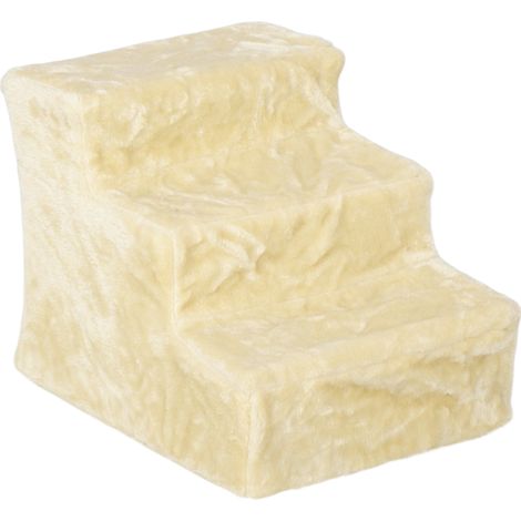 Escalera para mascotas de 3 peldaños 46 x 35 x 35 cm beige de madera contrachapada y forro suave (1/5)