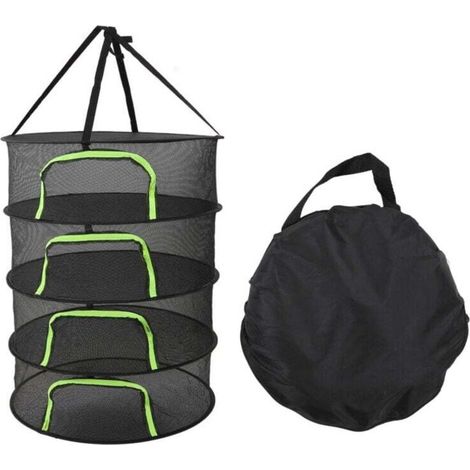 Filet de séchage pliable pour plantes, fermeture zip, diamètre 60 cm, avec sac (1/4)