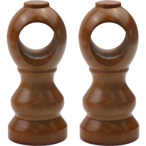 Lot de 2 Supports de Tringle à Rideau en Bois, Marron, Fixation Murale pour Tringle de 2,8 cm de Diamètre (1/5)