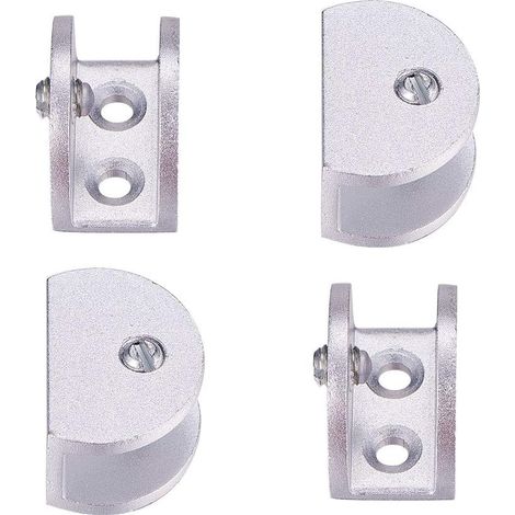 Juego de 4 soportes de abrazadera de estante de vidrio ajustables de aleación de aluminio de 8-12 mm de espesor (semicircular) (1/3)