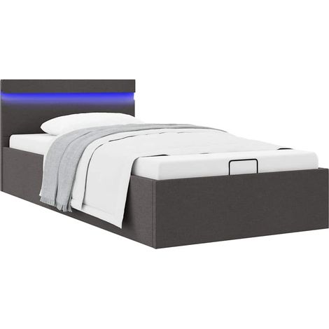 Cama canapé hidráulica de almacenaje sin colchón gris 90x200 cm