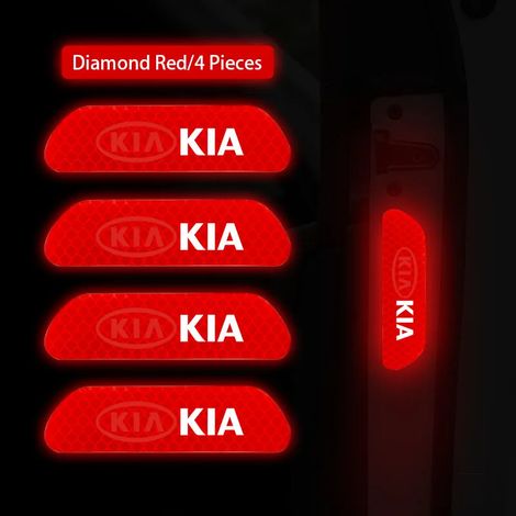 (4 pièces rouges) 4 autocollants réfléchissants pour portières de voiture, marquage de sécurité, compatibles avec KIA Carnival, Niro EV9, K8, Cerato, Sportage, Ray EV, Telluride et Seltos. (1/4)