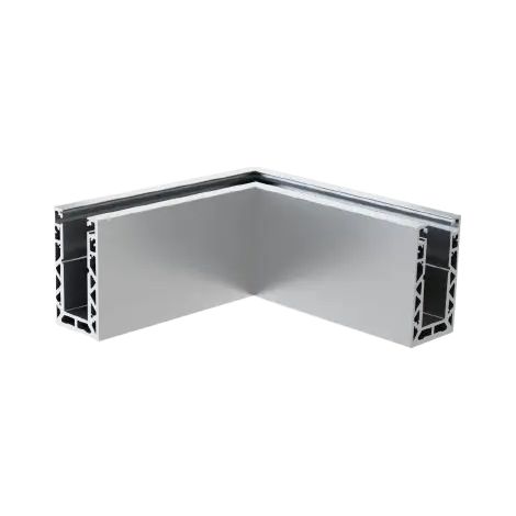 Profilé de sol aluminium en angle 90°- Pour garde-corps en verre – Finition d’angle – Aluminium anodisé mat – Intérieur / extérieur (1/4)