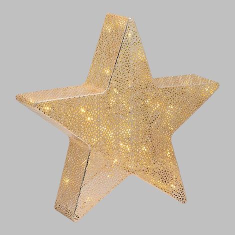 étoile lumineuse 5 Pointes Métal Perforé couleur Champagne Brillant, 30 LED Lotti (1/5)