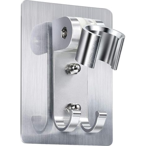 Support de Douche Adhésif, Support de Fixation Murale, Support de Douche Réglable avec 2 Crochets de Suspension, pas Besoin de Percer pour le Marbre, le Verre, le Métal et la Céramique, Voolan [Classe (1/5)