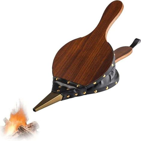 Fireplace and Grill Wood Bellows, Manual Fireplace Blower, Wood Fire Blower, Cast Iron Fireplace Bellows Nozzle with Hanging Cord, for Fireplace, Grill, Outdoor Camping MUMU (1/4)