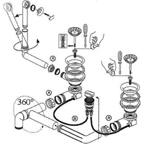 Villeroy & Boch – Vidage évier automatique 2 bacs Ø 90 mm – Siphon gain de place pour évier ARCHITECTURA – Configuration raccord optimisée (1/3)