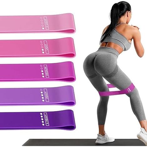 Bandes De Resistance En Boucle - 12 Pouces X 2 Pouces - 5 Niveaux De Resistance - Pour Entrainement Physique, Etirements, Rehabilitation - Lot De 5 (1/3)