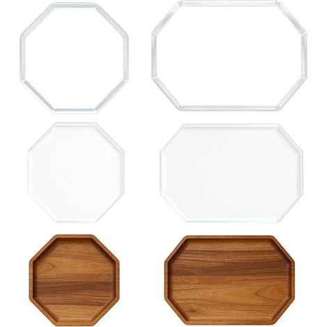 Lot de 2 gabarits octogonaux de défonceuse en acrylique transparent de 22 x 21 cm / 31 x 22 cm pour le travail du bois - Pochoirs de traçage incurvés - Outil de guidage pour travaux manuels (1/5)