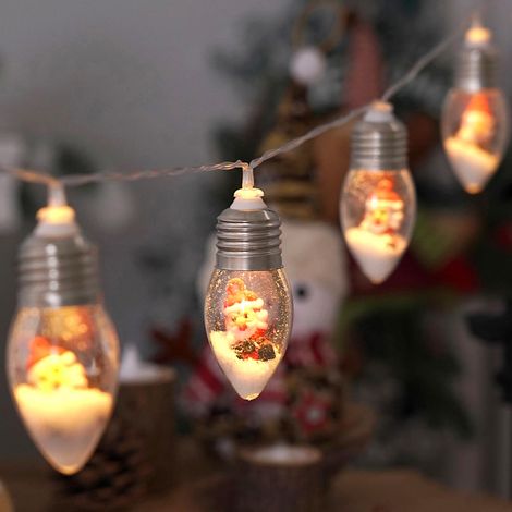 Guirlande lumineuse de Noël LED - 1,5 m - 10 LED - Guirlande lumineuse d'extérieur - Guirlande lumineuse de Noël - Père Noël - Lampe décorative pour sapin de Noël, fête, jardin (Père Noël) (1/5)