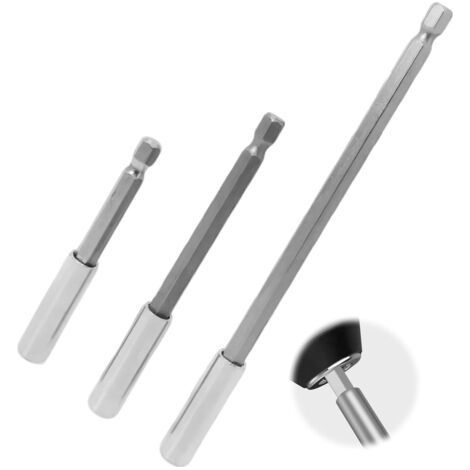 Magnetic Electric Drill Extension Rod - 1/4" Hex Drill Bit Extension Holder, 3 Piece Set, Lengths 75/100/150mm (1/5)