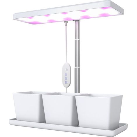 Lampe de croissance 10W lampe plante de culture LED à spectre complet avec 3 bacs à fleurs, 31,8 x 13,4 x 35,6 cm, blanc (1/5)