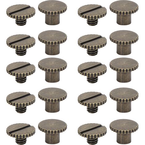 Lot de 10 rivets à tête plate moletés en laiton bronze pour ceintures, sacs à dos et meubles