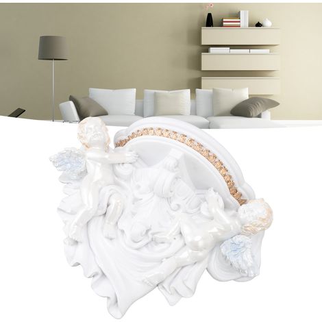 Étagère murale décorative angélique en résine - Blanc doré - Paquet de 1 avec fixation incluse - Modèle Europe élégant (1/5)