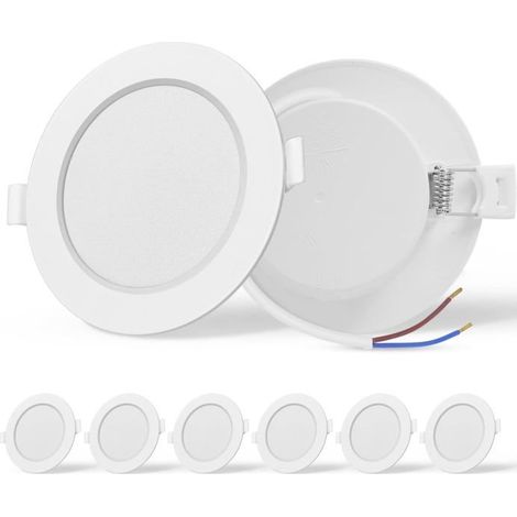 Spots encastrés au plafond, lot de 6 spots LED encastrés 9 W (équivalent 72 W) 4000 K Diamètre d'encastrement : 90-110 mm (1/5)