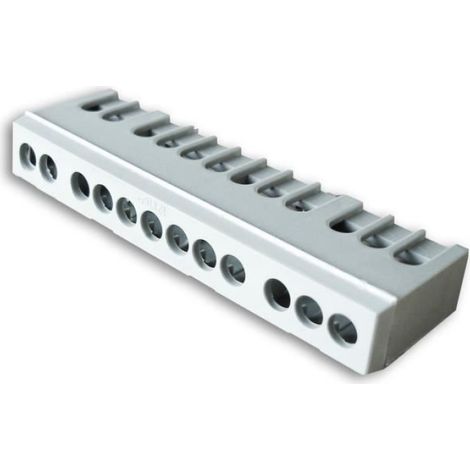 Bornier De Phase - 12 Connexions - Montage Sur Rail DIN - Pour Câble Jusqu'à 16 mm² - Gris - 1 Pièce (1/2)
