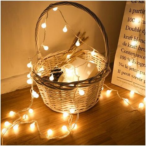 m Lichterkette, mehrfarbige Lichterkette, 20 kleine wasserdichte IP65-Birnen, 1 Beleuchtungsmodus, für die Innen- und Außendekoration, für Zuhause, Feste, Weihnachtsbaum, warmweiß (mit USB) (1/4)