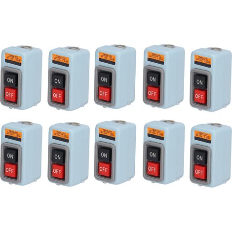 Lot de 10 interrupteurs de moteur triphasé à bouton-poussoir apparent, enrobés de tôle conductrice en laiton, pour équipements d'automatisation. (1/5)