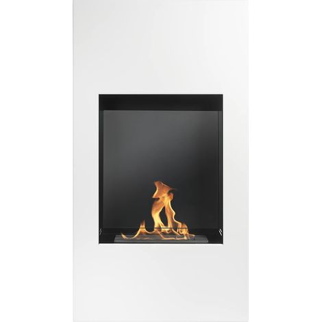 Bioethanol Stand- und Wandkamin Modern mit Sicherheitsglas, TÜV-Brenner 0,7 l, Weiß Struktur matt (1/5)