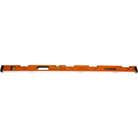 Edma – Niveau à bulle 120 cm 175355 – Aluminium robuste 900 g/m – Gabarit pour pose rapide de montants – Précision 0,5 mm/m