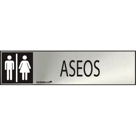 Panneau Aseos Inox Adhésif Signalétique Sanitaire Adhésive Durable - Normaluz (1/3)