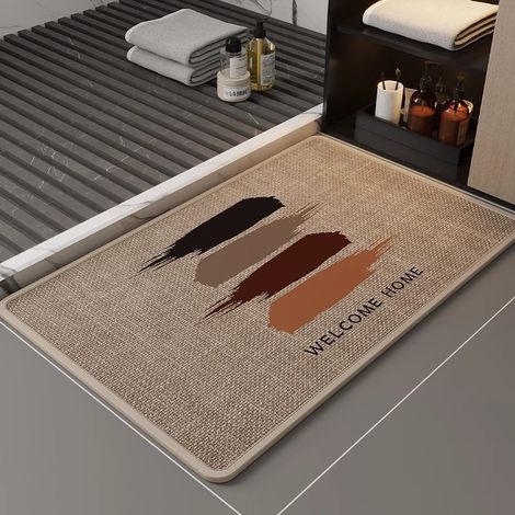 HSS-Tapis de sol antidérapant en lin, tapis de bain absorbant, tapis en lin épais, tapis de porte de toilettes - 50 x 80 cm