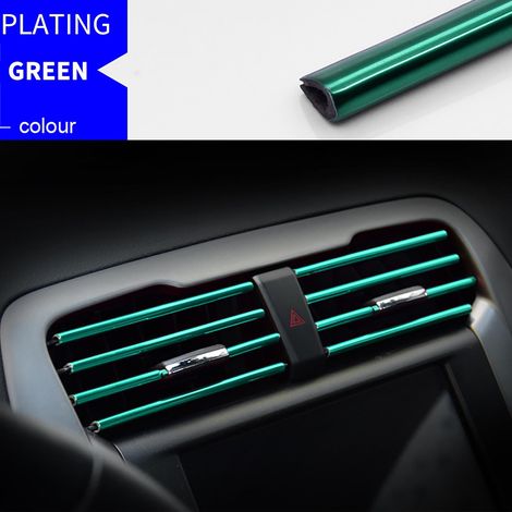 Garniture De Sortie D'Aération Automobile - Bande En Plastique Chromé En Forme De U - 20 Cm - Pour Grilles Droites - Vert Menthe - Lot De 10 (1/3)
