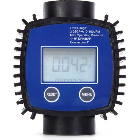 – Misuratore di portata digitale ad alta precisione per acqua e gasolio – Campo di misura 5-120 L/min – Filettatura interna da 1 pollice – Pressione massima 20 bar -Crezuo