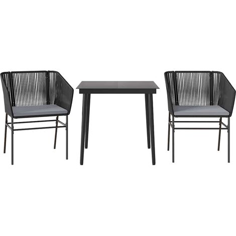 Maison Exclusive - 3-tlg. Garten-Essgruppe mit Kissen Schwarz Pol