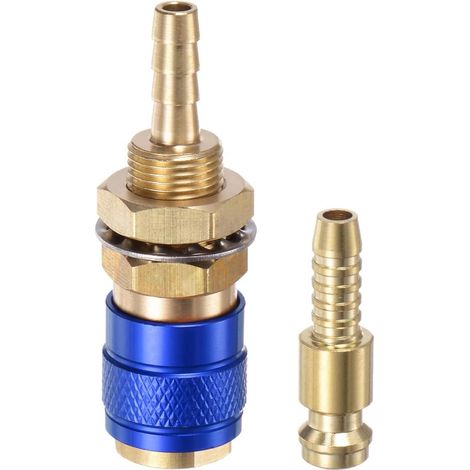 Raccord Rapide de gaz et d'eau de 6 mm Bleu pour soudage à l'arc sous Argon Connecteur à Douille Rapide pour Torche de soudage refroidie par Eau Débit d'eau et de gaz Efficace (1/5)