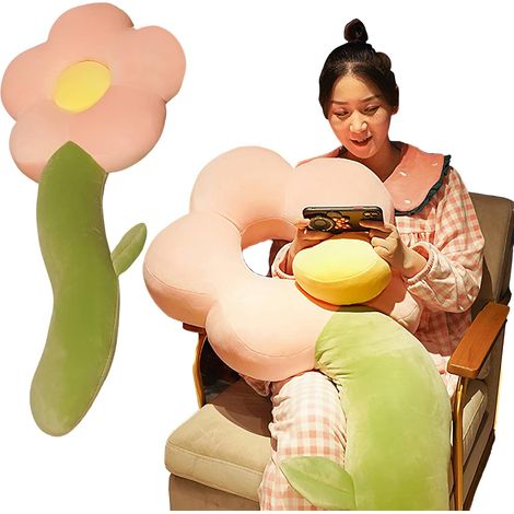 Coussin corporel intégral rose tournesol 130 cm pour adultes et enfants, ZQKLA-AquaForge (1/5)