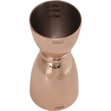 Verre doseur à vin double en acier inoxydable, idéal pour les cocktails, les bars, les fêtes et les clubs. Finition cuivrée en forme de U. (1/5)