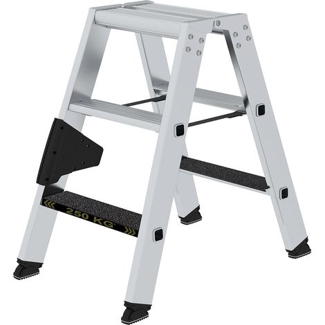 Günzburger Steigtechnik Escabeau à marches 250 kg accessible des deux côtés avec clip-step R13 2 x 3 marches - 043803 (1/5)